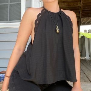 black halter tank top